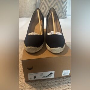 J. Crew Black Canvas Espadrille Wedges
